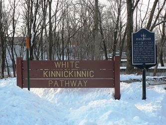 White Pathway Sign in winter